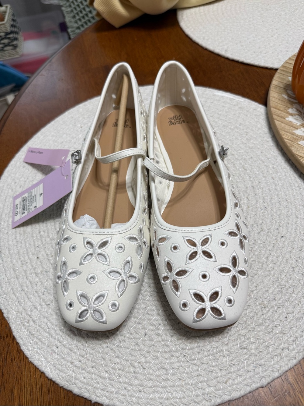 wild fable White Floral Cutout Mary Jane Flats with Strap